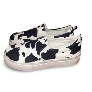 Mata Shoes Loafers Cow Print Slip On Size 6